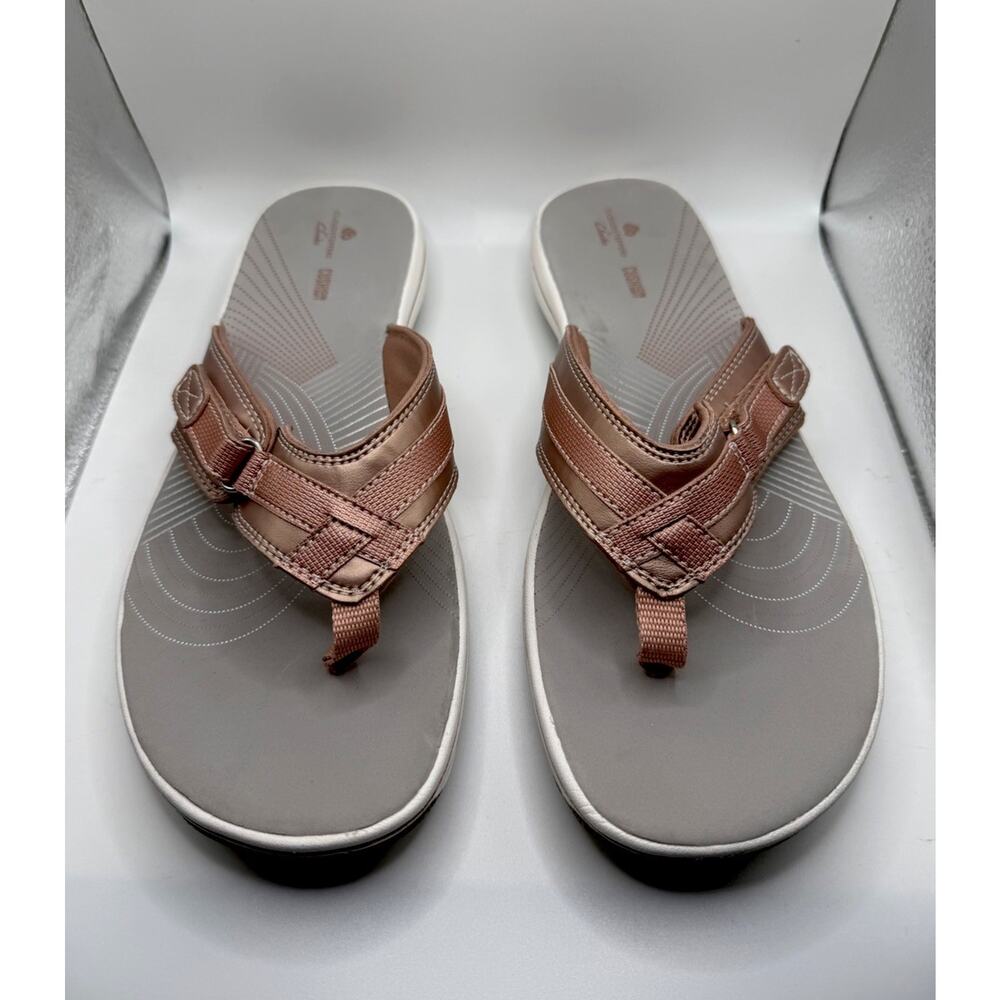 Clarks Cloudsteppers Pink Gray Thong Flip Flop Sandals Shoes Women's 10M